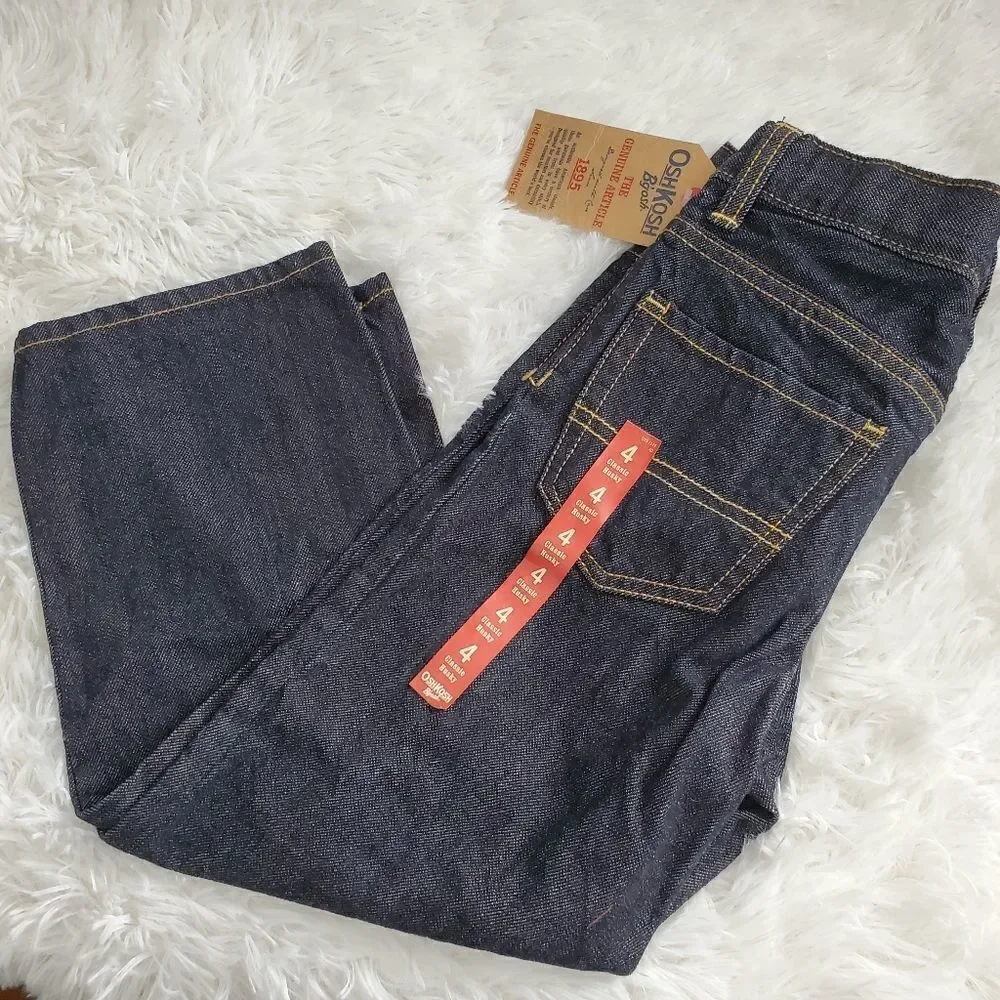 New With Tags Oshkosh b'gosh Boy's Size 4 Husky Classic Jeans with EZ Adjust